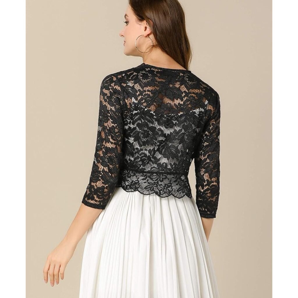 Affordable 2026 fashion trends: elegant black lace long-sleeve top for romantic textures.