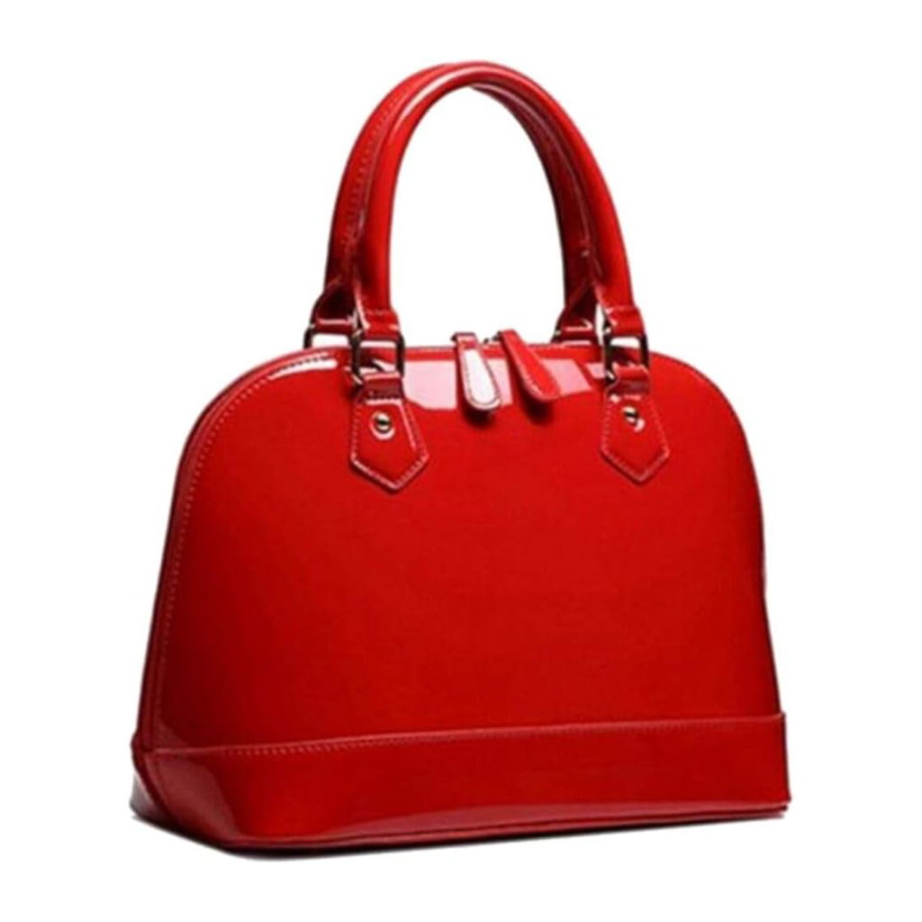 Affordable 2026 fashion trends: structured red patent leather handbag for a bold statement accessory.