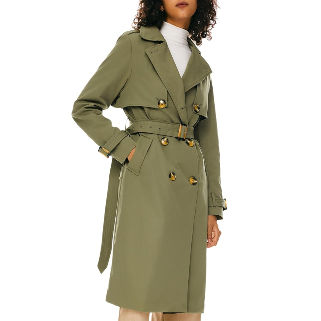 Orolay women's 3/4 length double-breasted trench coat in classic khaki for spring.